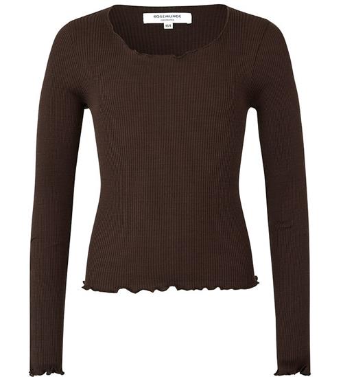 Se Rosemunde Bluse - Silke/Bomuld - Rib - Black Brown ved KidsWorld