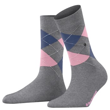 Burlington Strømper Covent Garden Mercerised Cotton Sock Grå/Rosa Str 36/41 Dame