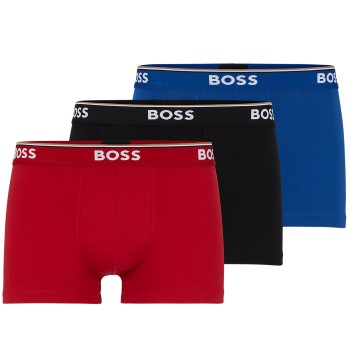 BOSS 6P Cotton Stretch Trunks Sort/Blå bomuld Large Herre