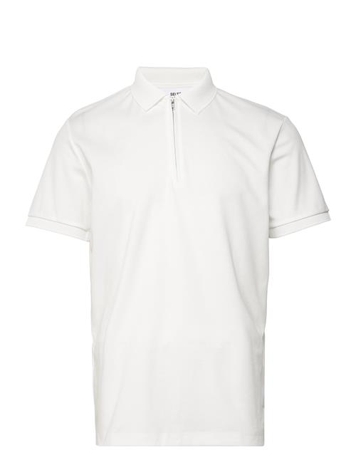 Selected Homme Slhfave Zip Ss Polo Noos Selected Homme White