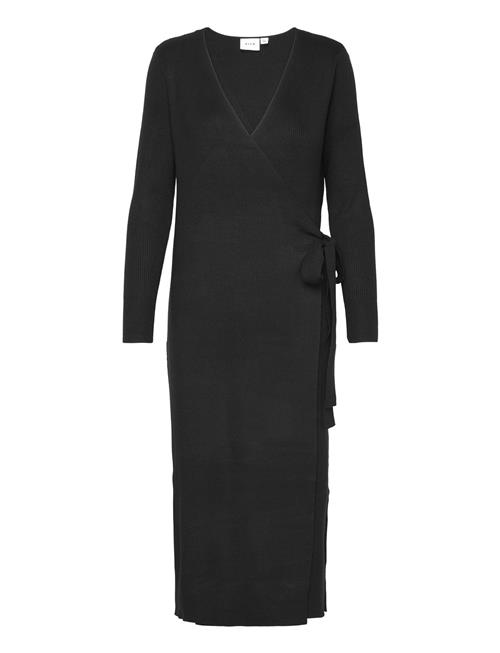 Vicomfy L/S Wrap Knit Dress/Su - Noos Vila Black