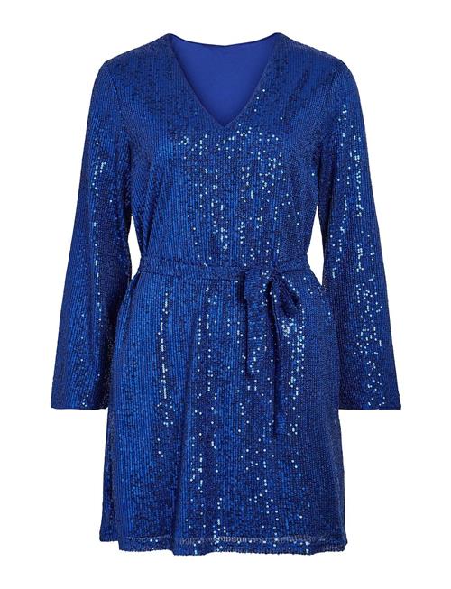 Vila Viglitas Deep V-Neck L/S Sequin Dress Vila Blue