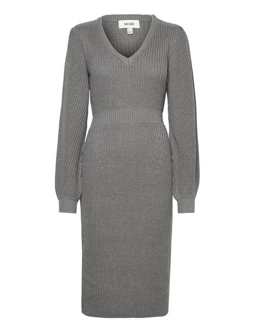 Vero Moda Vmgeorgine Ls V-Neck Calf Knit Dress Vma Vero Moda Grey