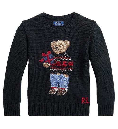 Se Polo Ralph Lauren Bluse - Strik - Holiday - Sort m. Bamse ved KidsWorld