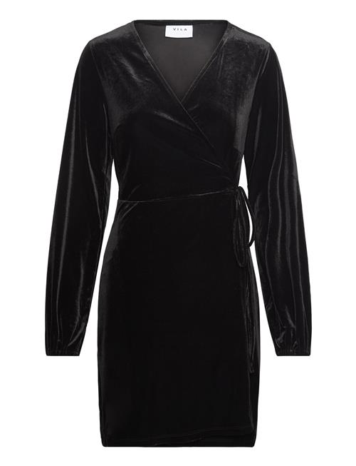 Vikatja L/S Short Velvet Wrap Dress/Ka Vila Black