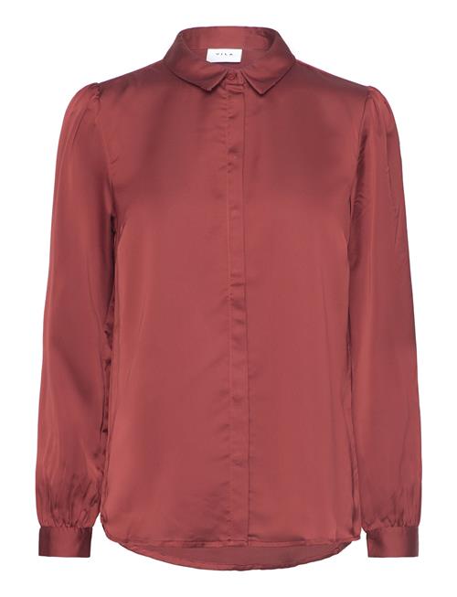 Vila Viellette Satin L/S Shirt - Noos Vila Red