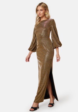 Se Bubbleroom Occasion Liise Sparkling Gown Gold-coloured / Black 34 ved Bubbleroom