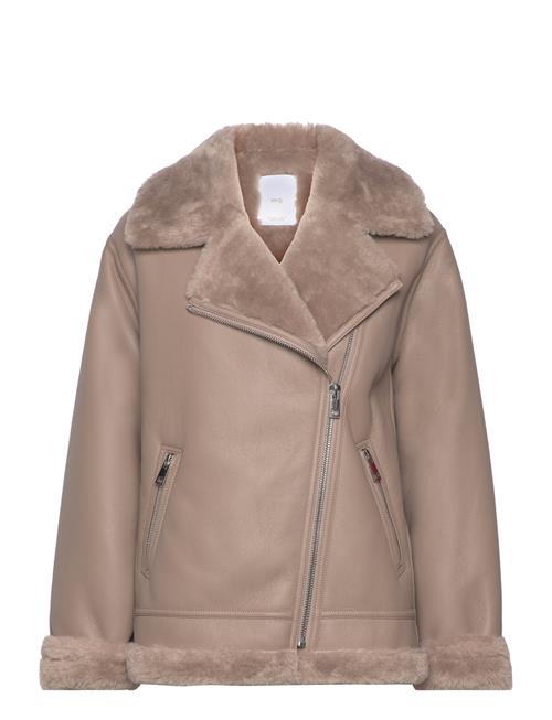 Mango Faux Shearling-Lined Jacket Mango Beige