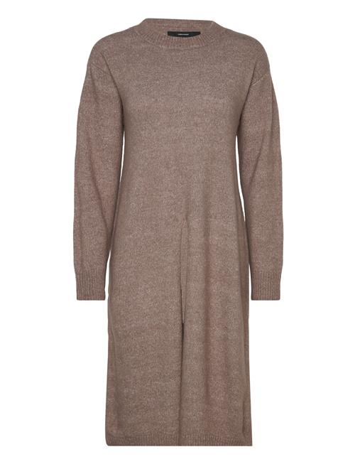 Vmphillis Ls O-Neck Slit Dress Ga Boo Vero Moda Brown