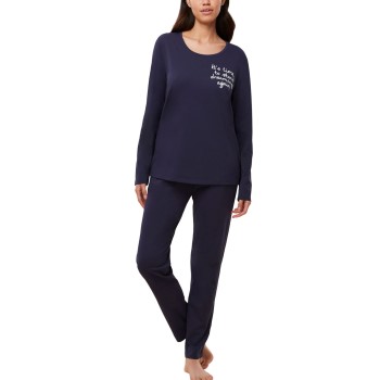 Triumph PK 03 Long Sleeve Pyjama Set Marineblå bomuld 38 Dame