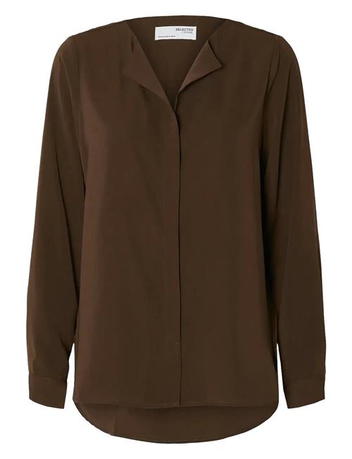 Slfsim -Dynella Ls Shirt O Selected Brown