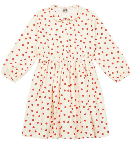 Bonton Kjole - FlÃ¸jl - Frida - Creme m. RÃ¸de Prikker