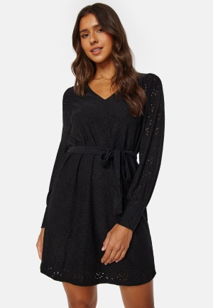 Se VILA Paulina V-Neck Short Dress Black S ved Bubbleroom