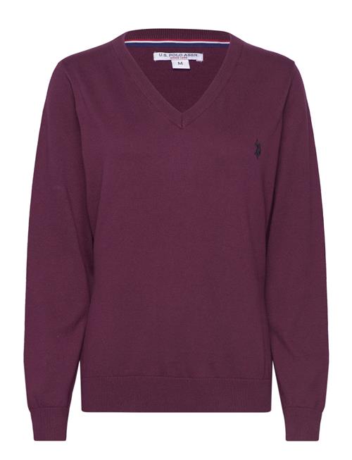 Se U.S. Polo Assn. Uspa V-Neck Knit Berit Women U.S. Polo Assn. Burgundy ved Booztlet