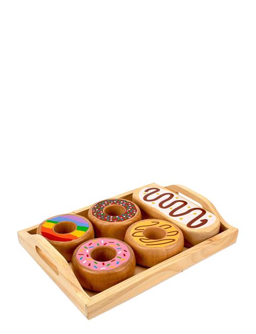 Se Magni Toys Doughnuts In Tray, 100 % Fsc Wood Magni Toys Patterned ved Booztlet