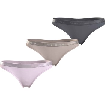 Tommy Hilfiger Trusser 3P EverydayThong Rosa/Beige Large Dame