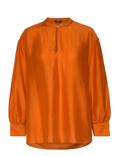 Se GANT D2. Lyocell Silk Pop Over Blouse GANT Orange ved Booztlet