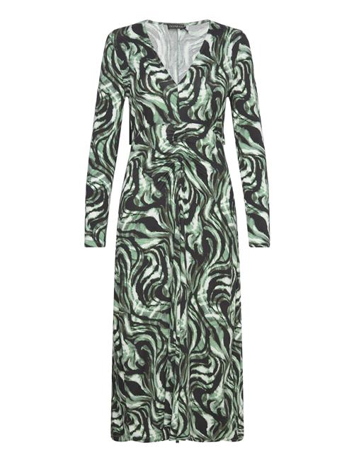 Slhanadi Printed V-Neck Dress Soaked In Luxury Green