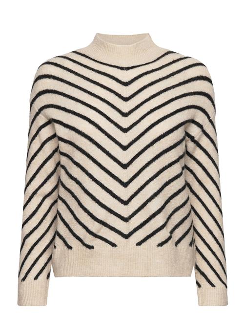 Mango Stripe-Print Sweater With Perkins Neck Mango Cream