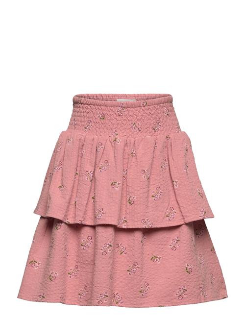 Minymo Skirt Aop W. Scrunchie W. Lin. Minymo Pink