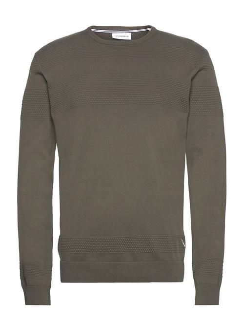 Lindbergh O-Neck Sailor Structure Knit Lindbergh Khaki