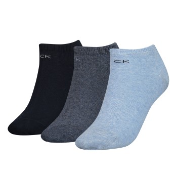 Calvin Klein Legwear Calvin Klein Strømper 3P Chloe Cotton CK Logo Liner Socks Blå/Grå One Size Dame