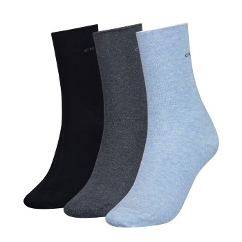 Calvin Klein Legwear Calvin Klein Strømper 3P Emma Roll Top Crew Socks Blå/Grå One Size Dame