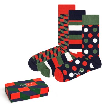 Happy socks Strømper 3P Classic Holiday Gift Box Rød/Grøn bomuld Str 36/40