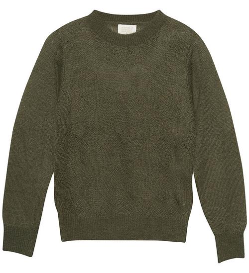 Se Creamie Bluse - Strik - Olive Night m. HulmÃ¸nster ved KidsWorld