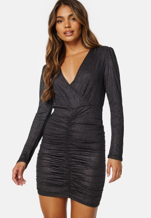 ONLY New Pella Wrap Foil Dress Gunmetal L