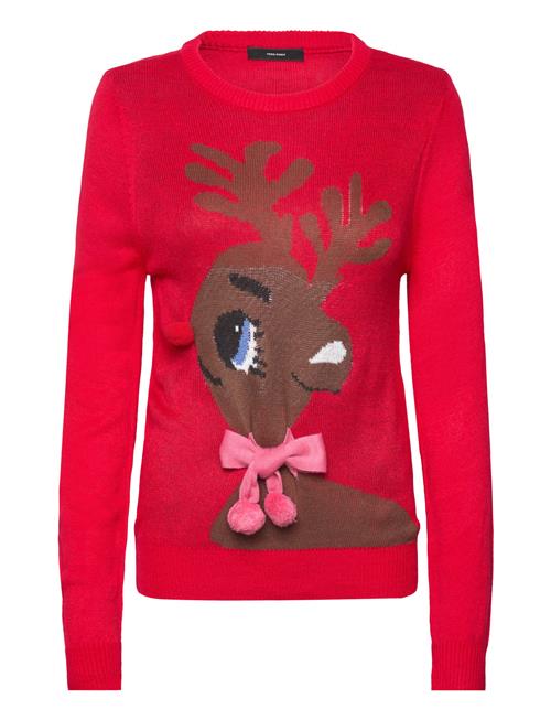 Se Vero Moda Vmcutedeer Ls O-Neck Blouse Xmas Vero Moda Red ved Booztlet