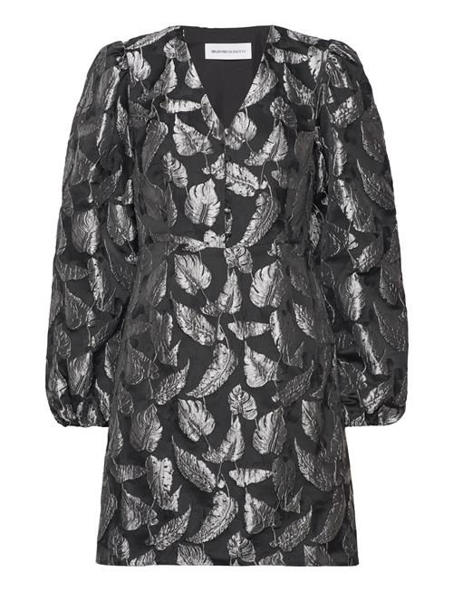Slfpaula Silver Leaf Ls Short Dress B Selected Silver