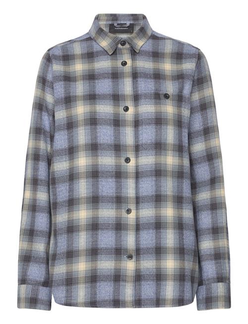 W Cotton Flannel Shirt-142 Check Peak Performance Blue