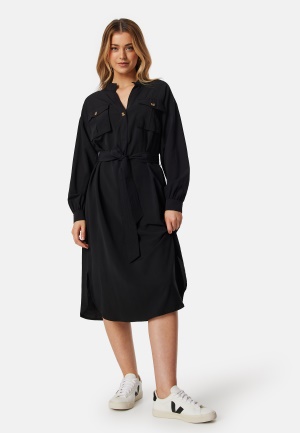 Se BUBBLEROOM Shaima Cargo Shirt Dress Black L ved Bubbleroom