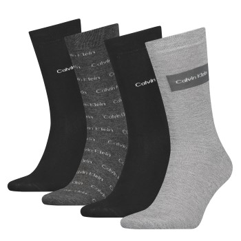 Calvin Klein Legwear Calvin Klein Strømper 4P Men All Over Logo Giftbox Sort/Grå One Size Herre