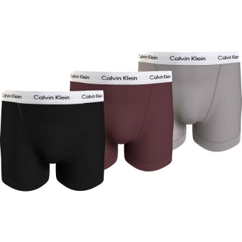 Calvin Klein 3P Cotton Stretch Trunks Sort/Rød bomuld Small Herre