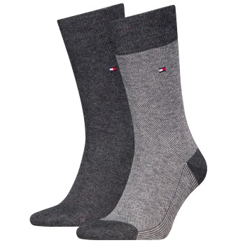 Tommy Hilfiger Legwear Tommy Hilfiger Strømper 2P Men Birdeye Sock Antracit Str 39/42 Herre