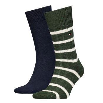 Tommy Hilfiger Legwear Tommy Hilfiger Strømper 2P Men Neppy Stripe Sock Blå/Grøn Str 39/42 Herre