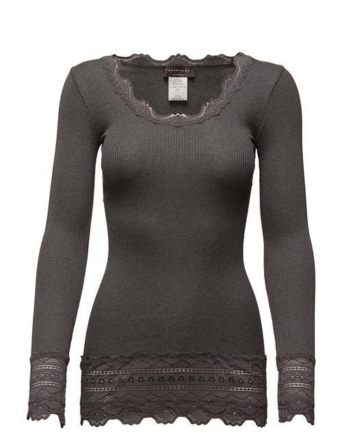 Se Rosemunde Silk T-Shirt W/ Lace Rosemunde Grey ved Booztlet