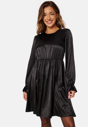 Se Pieces Slore LS O-Neck Dress Black M ved Bubbleroom