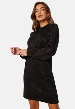 Se Object Collectors Item Reynard L/S Knit Dress Black Detail Glitter XS ved Bubbleroom