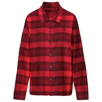 Calvin Klein Long Sleeve Buttom Down Flannel Sort/Rød bomuld Large Dame