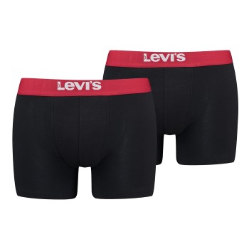 Levis 2P Men Solid Basic Boxer Brief Sort/Rød bomuld X-Large Herre