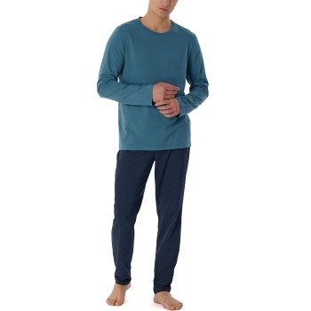 Se Schiesser Casual Essentials Pyjamas Marine/Blå bomuld 48 Herre ved Timarco