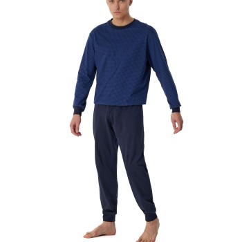 Se Schiesser Comfort Essentials Long Pyjamas Marineblå bomuld 56 Herre ved Timarco