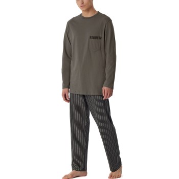 Se Schiesser Comfort Nightwear Long Pyjamas Brun Mønster bomuld 48 Herre ved Timarco