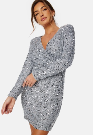 Se VILA Cava Sequin Dress Silver 40 ved Bubbleroom