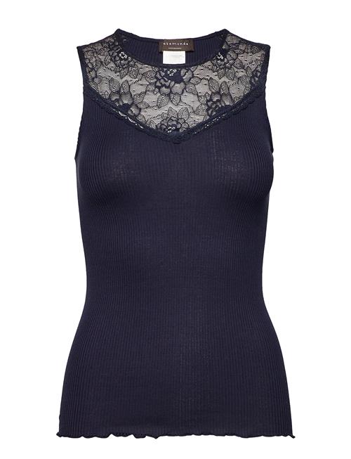 Se Rosemunde Silk Top Regular W/ Lace Rosemunde Navy ved Booztlet