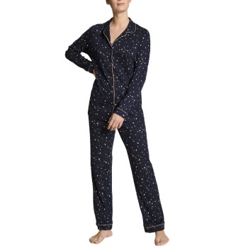 Calida Winter Dreams Pyjama Set Marine Stribet bomuld Medium Dame