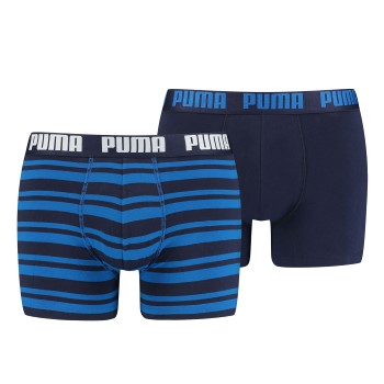 Puma 2P Heritage Stripe Boxer Marine Stribet bomuld Small Herre